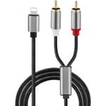 Aafgvc - Câble rca Audio Auxiliaire Adaptateur Lightning vers 2RCA Jack Mâles 1M Compatible avec iphone 14 13 Pro Max 13 Mini 12 12 Pro Max 12 Mini