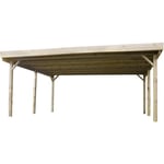 Carport double en bois Basic - MARQUE - Modèle - Bois massif - Rectangulaire - 2 véhicules