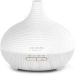 ASAKUKI 300ml Essential Oil Diffuser, Premium 5 In 1 Ultrasonic Aromatherapy Scented Oil Diffuser Vaporizer Humidifier, Timer and Auto-Off, 7 LED Light Colors-White