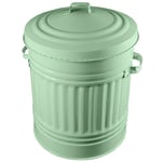 30L Galvanised Metal Bin Rubbish Dustbin Animal Feed Storage SAGE GREEN 46cm