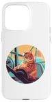 iPhone 15 Pro Max Cute Orange Fitness Cat on Gym Lifting Bench Case