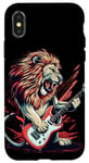 Coque pour iPhone X/XS Costume de lion à bascule avec guitare électrique