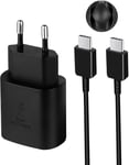 Chargeur Rapide Usb C 25 W, Chargeur Ultra Rapide Type C Avec Câble De Chargement Android Usb C À C De 1,5 M Pour Samsung Galaxy S22/S22 Ultra/S22+/S21 Ultra/S20/A53 5g/Note 10 Plus/Note 20/Z Fold 3