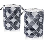 2X Panier à linge épais en coton et lin, panier de rangement pliable multifonctionnel pour chambre à coucher, salle de bain, jouets et vêtements sales