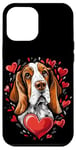 Coque pour iPhone 12 Pro Max Coeurs de Basset Hound pour la Saint-Valentin