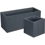 Pack Jardinière rectangulaire 100 x 40 x 43,5 cm + Jardinière carrée 40 cm - Gris Anthracite