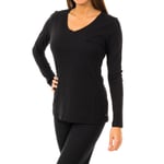 Tommy Hilfiger Womens Long-sleeved V-neck t-shirt 1487903577 woman - Black Cotton - Size X-Small