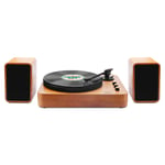 Record Player, NKW Bluetooth turntable Vinyl turntable with Magnetic Cartridge and Two 15-watt Loudspeakers Belt Drive Aux-In RCA 33/45/78 U / min - Natural wood