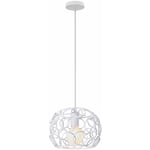 Suspension Luminaire Industrielle Cage en Métal 24cm Blanc Lustre Suspension Luminaire pour Couloir Salon Balcon