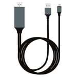 (musta) Iphone Ipad-näyttö Tv Lightning -HDmi-kaapeli HD-sovitin USB-laturijohto 2m