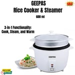 Rice Cooker & Vegetable Steamer 0.6L Non-Stick Inner Pot Cooking & Warming