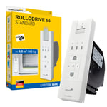 Schellenberg 22726 RolloDrive 65 Standard Enrouleur de sangle de volet roulant électrique, jusqu'à 6 m², largeur de sangle de 23 mm, Force de traction 45 Kg, avec minuterie automatique, Blanc