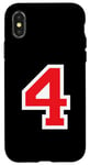 iPhone X/XS Jersey Number Uniform #4 Red, Four 4th Case