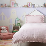 Habitat Gingham Pink Kids Bedding Set - Single White And