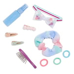 Our Generation Pretty Pom Poms Kit de Coiffure - Barrettes à Cheveux, Brosse, élastiques à Cheveux et Plus Encore - Accessoires de poupée de 46 cm - Jeu d'imagination de Coiffeur - Jouet pour Enfants