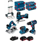 BOSCH Kit 18V BK404 (GST 18 V-LI S+GKS 18 V-LI+GSS 18V-10+GSR 18V-60 C+ 2x5,0Ah + GAL18V-40 + 3xL-Boxx 136 + L-Boxx 238+Chariot)