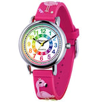 Delycazy Montre Enfant, 12 et 24 Heures Mouvement à Quartz Montre pour Enfants Fille Garçon, Cadeau Fille Garçon 4 5 6 7 8 Ans