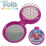 Disney Trolls compact mirror & Hair Brush Trolls pocket hair brush mirror new