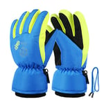 Enfants Gants de Ski Chaud Moufles Snowboard Gants de Neige Coupe-Vent Antidérapant pour Randonnée Patinage Hiver Sports pour Fille Garçon Unisexe (Blau, M（9-12 Jahre）)