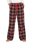 LAPASA Pantalon de Pyjama Femme 100% Flanelle de Coton Bas de Pyjama ou d'Intérieur Automne/Hiver L74 Noir & Rouge (Flanelle) XS