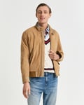 GANT - Harrington jakke i semsket skinn til herre warm khaki