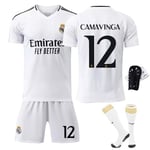 2425 Real Madrid fotbollströja Camavinga tröjset med strumpor+skyddsutrustning XL(180-185cm)