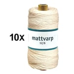 10 st. rullar Mattvarp 12/6 Oblekt 500 gr / rulle - 100% ekologisk bomullsmattvarp Natur one size