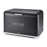 Tower T826014B Kitchen Bread Bin, Glitz Range, Coated Steel with Chrome Accents, Noir, One Size