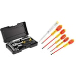 Stanley Stmt82672-0 Coffret De Douilles ¼’’ + Cliquet 72 Dents + 1 Rallonge 75Mm + 1 Porte Embout & FatMax 0-65-443 Jeu De 6 Tournevis Isolés 1000V - Gamme FatMax - Fabriqué En France