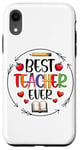 Coque pour iPhone XR Best Teacher Ever Crayon Apple Heart Book