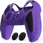 Housse En Silicone Pour Ps5 Manette,Housse De Protection Antidérapante Pour Ps5 Cover En Silicone Avec Capuchon Joystick Pour Ps5-Violet&noir(Édition Chevalier)