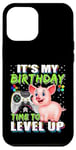 Coque pour iPhone 12 Pro Max It's My Birthday Pig Time to Level Up Jeu vidéo