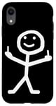 Coque pour iPhone XR Stickman Doigt du majeur Silhouette drôle de blague méchant fête