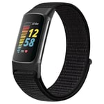 Band kompatibel med Fitbit Charge 5 Mjuk Nylon Armband Black