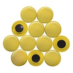 Large Yellow Planning Office Magnets for Fridge, Whiteboard, Noticeboard, Filing Cabinet - 40mm dia x 8mm high - Pack of 12