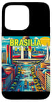 Coque pour iPhone 15 Pro Max Souvenirs de Brasilia Brésil Voyage Vintage Retro City Skyline