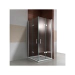 Cabine de douche d'angle en verre trempé 8mm, 2 portes battantes, Profilé Chrome - Taille porte gauche, porte droite: 80cm, 100cm - Bernstein