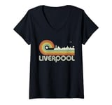 Womens UK Vacation Retro Vintage Skyline Liverpool V-Neck T-Shirt