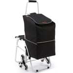 Mophorn - vevor Chariot de Courses Pliable 50 l Chariot Monte Escalier Capacite 75 kg avec Sac et Siege Etanches Trois Roues en Caoutchouc Poignee