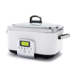 GreenPan Elite 8-in-1 Programmable 6L Electric Slow Cooker,Dishwasher Safe Lid & Removable Crock,PFAS-Free Healthy Ceramic Non-Stick Multi-Cooker, Sear, Sauté/Brown,Steam Basket,Roast, Cloud Cream