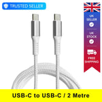 2m Charging Cable, USB C to USB C - Braided Heavy Duty - Super-Fast Charging