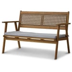 Banquette De Jardin Lianza - 2 Places - Acacia Et Cannage En Résine Tressée - L121 X H71 X P78 Cm