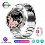 Xiaomi Android Fashion Women Smart Watch 360*360 Hd-Näyttö Syke Mukautettu Kello Äänipuhelut Älykellot 2024 Uusi_Silver steel