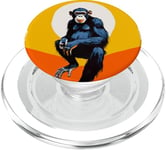 Chimpanzé à l'horizon avec soleil dans le jeu de couleurs primate singe PopSockets PopGrip pour MagSafe