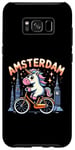 Coque pour Galaxy S8+ Amsterdam Pays-Bas Licorne Vélo Fille Femme Rainbow