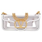 Valentino Garavani Womens Locò Shoulder Bag Transparent/White material_Leather - One Size