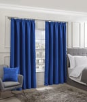 Emma Barclay Cali Pencil Pleat - Woven Thermal Blackout Pencil Pleat Curtains in Blue - Width 90 x Drop 90" (228 x 228cm)