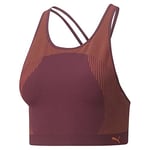 PUMA Soutien-Gorge Long sans Coutures à Faible Impact, Vin de Raisin, Agrumes Fluo, M