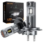 Zethors Ampoules LED H7, 42W 10000LM Phares H7 LED 6000K Blanche Kits Universels Ampoule H7 Voiture pour Remplacement Halogène, Mini H7 LED Canbus Anti Erreur Sans Polarité,Etanche IP68(2PCS)