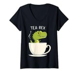 Womens Tea Rex T-Rex Tea Lover Dinosaur Joke Pun V-Neck T-Shirt